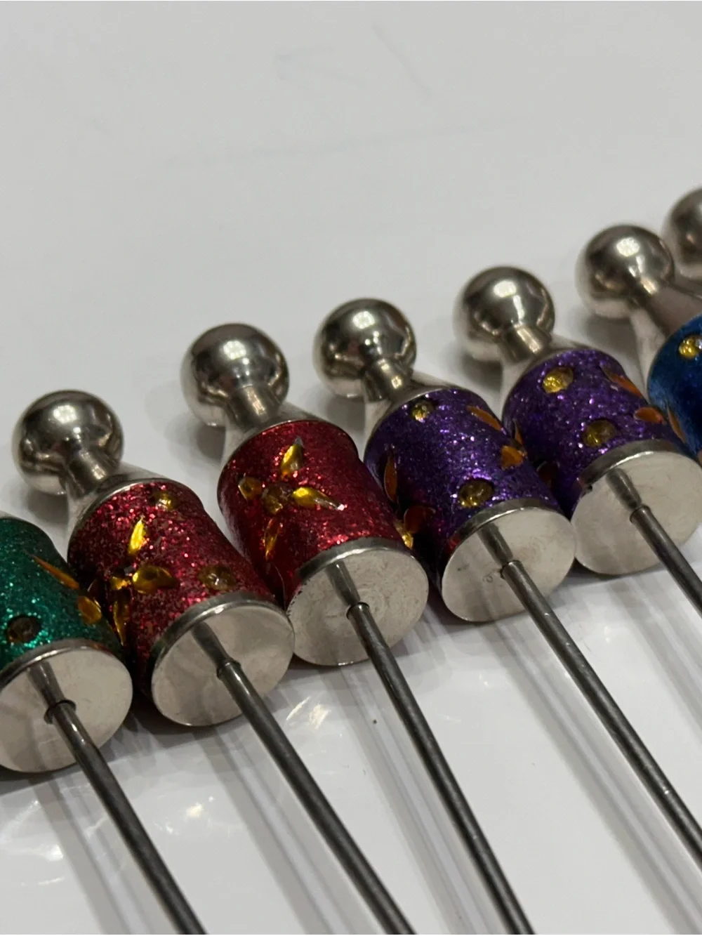 Pier 1 Holiday Glitter Jeweled Hors D’oeuvre Picks Set of 8 (No Holder)